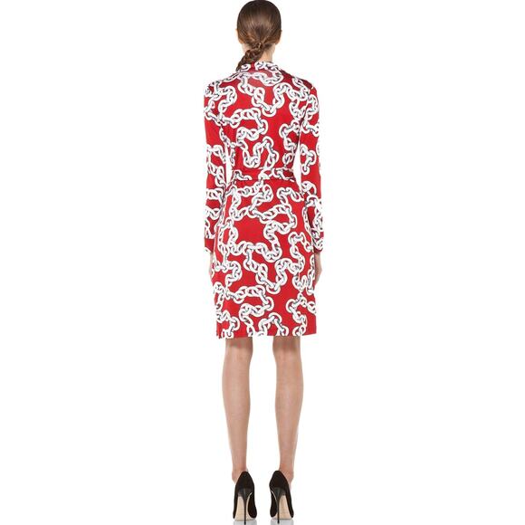 NWOT Diane Von Furstenberg New Jeanne Two Chains Deep Red Silk Wrap Dress Sz 14 - Picture 6 of 14